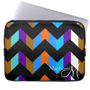 Funda Para Portátil Patrón de cebra zigzag colorido con monograma pers