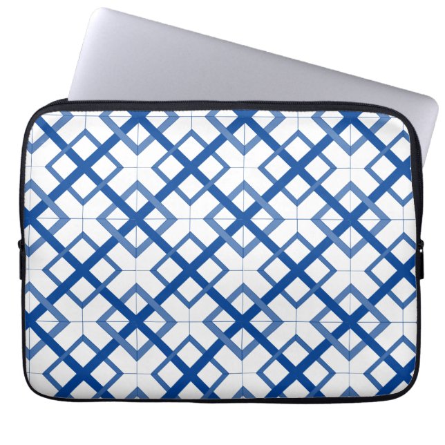 Funda para portátil - Patrón de celosía Azul Prede (Frente)