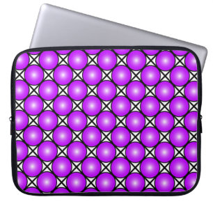 Funda Para Portátil Patrón de celosía blanco negro con puntos rosados