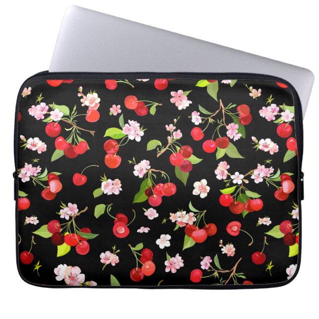 Funda Para Portátil Patrón de cerezas 2 (Frente)