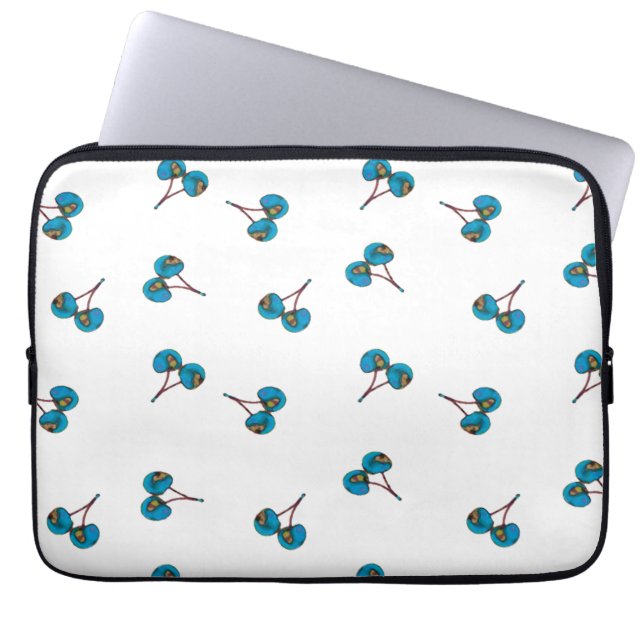 Funda Para Portátil Patrón de cerezas azules (Frente)