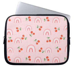 Funda Para Portátil Patrón de cerezas de arcoiris rosa