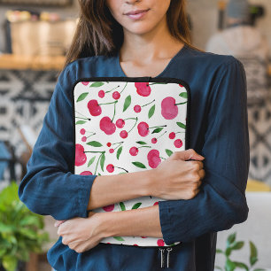 Funda Para Portátil Patrón de cerezas rojas de acuarela pura