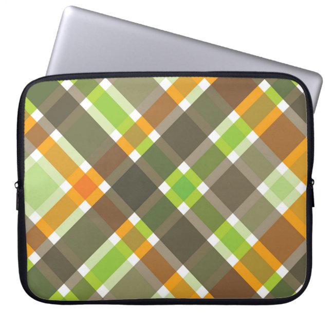 Funda Para Portátil Patrón de cheques retro Naranja retráctil Cubierta (Frente)
