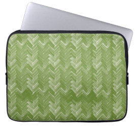 Funda Para Portátil Patrón de cheurón Herringbone en verde forestal
