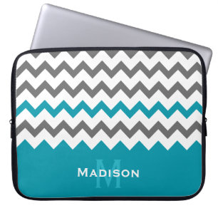 Funda Para Portátil Patrón de cheurón Verde azulado y gris