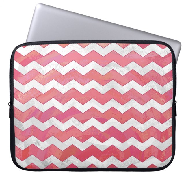 Funda Para Portátil Patrón De Chevron De Salmon Swirl (Frente)