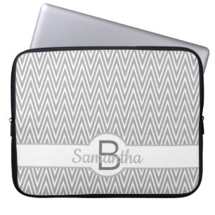 Funda Para Portátil Patrón de Chevron Gris con Personalización