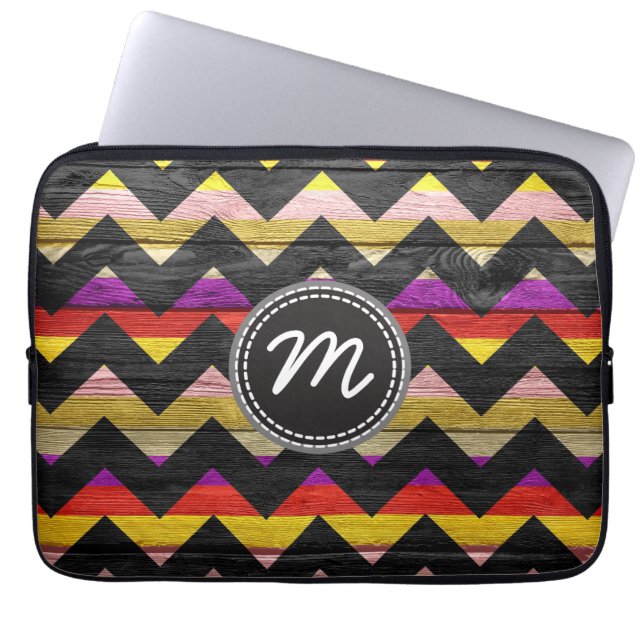 Funda Para Portátil patrón de chevron retro zigzag #15 (Frente)