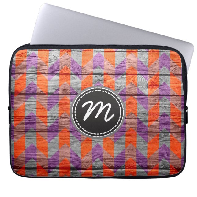 Funda Para Portátil patrón de chevron retro zigzag #17 (Frente)