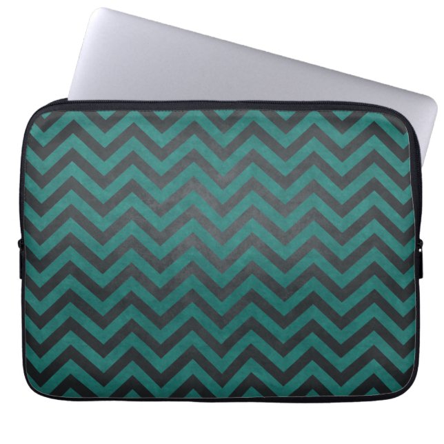 Funda Para Portátil Patrón de Chevron Teal (Frente)
