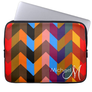 Funda Para Portátil Patrón de Chevron Zigzag Monograma Personalizado 2