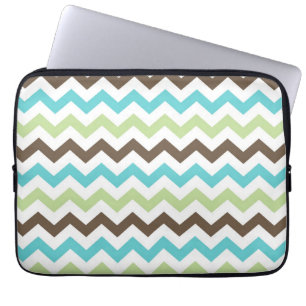 Funda Para Portátil Patrón de Chevrons Aqua y Brown Zig Zag
