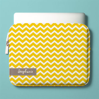 Funda Para Portátil Patrón de Chevrons de Zig Zag amarillo