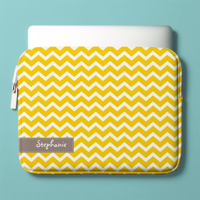 Funda Para Portátil Patrón de Chevrons de Zig Zag amarillo (Subido por el creador)