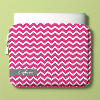 Funda Para Portátil Patrón de Chevrons de Zig Zag rosa caliente
