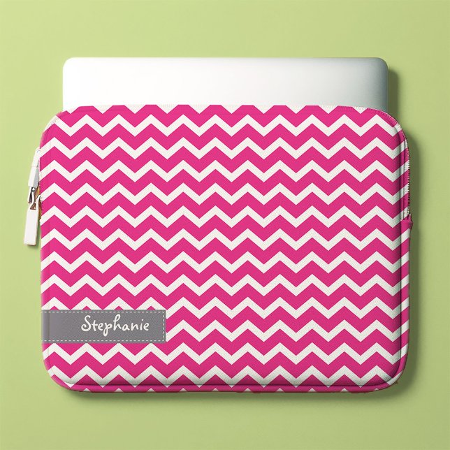 Funda Para Portátil Patrón de Chevrons de Zig Zag rosa caliente (Subido por el creador)