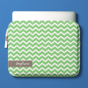 Funda Para Portátil Patrón de Chevrons de Zig Zag verde