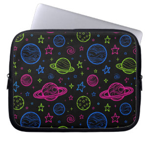 Funda Para Portátil Patrón de cielo nocturno minimalista de neón con e