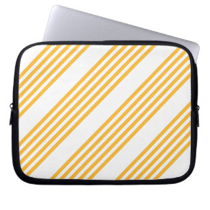 Funda Para Portátil Patrón de cinco rayas amarillo y blanco soleado