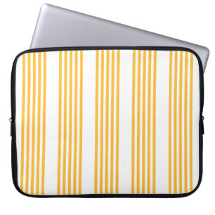 Funda Para Portátil Patrón de cinco rayas amarillo y blanco soleado