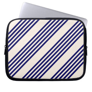 Funda Para Portátil Patrón de cinco rayas azul marino y beige