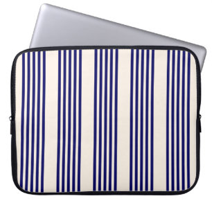 Funda Para Portátil Patrón de cinco rayas azul marino y beige