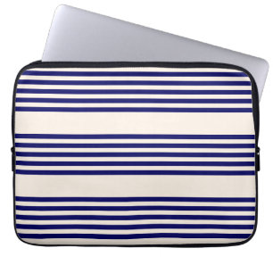 Funda Para Portátil Patrón de cinco rayas azul marino y beige
