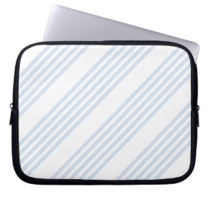 Funda Para Portátil Patrón de cinco rayas azul pálido y blanco