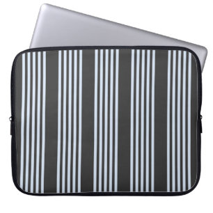 Funda Para Portátil Patrón de cinco rayas azul pálido y carbón vegetal