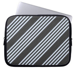 Funda Para Portátil Patrón de cinco rayas azul pálido y carbón vegetal