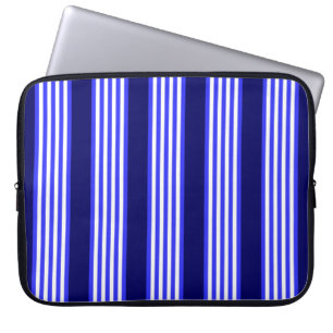 Funda Para Portátil Patrón de cinco rayas azul y blanco