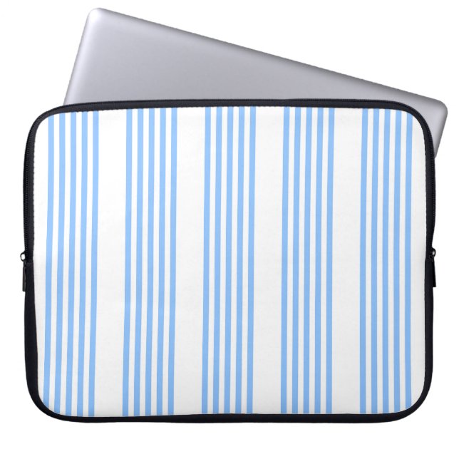 Funda Para Portátil Patrón de cinco rayas azul y blanco (Frente)