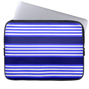 Funda Para Portátil Patrón de cinco rayas azul y blanco