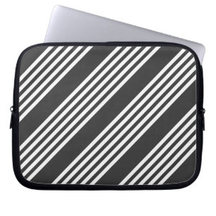 Funda Para Portátil Patrón de cinco rayas blanco y carbonífero
