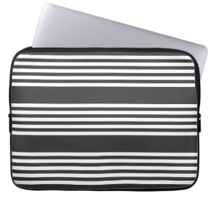 Funda Para Portátil Patrón de cinco rayas blanco y carbonífero