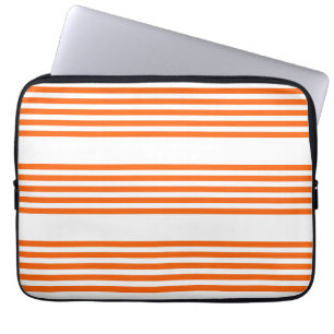Funda Para Portátil patrón de cinco rayas blanco y naranja