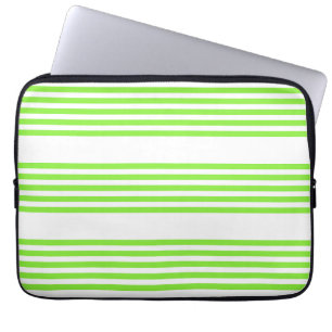 Funda Para Portátil Patrón de cinco rayas blanco y verde limón