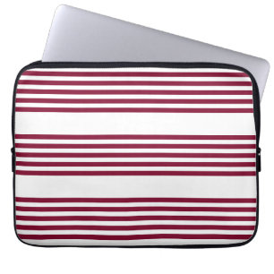 Funda Para Portátil Patrón de cinco rayas de color rojo y blanco de Bo