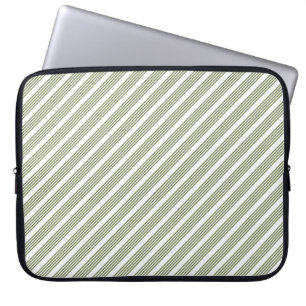 Funda Para Portátil Patrón de cinco rayas de color verde oliva y blanc