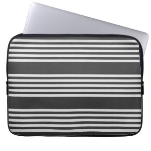 Funda Para Portátil Patrón de cinco rayas de gris claro y carbón veget