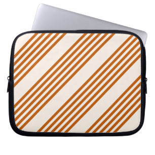 Funda Para Portátil Patrón de cinco rayas de naranja quemado y beige