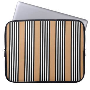 Funda Para Portátil Patrón de cinco rayas en blanco y negro con bronce