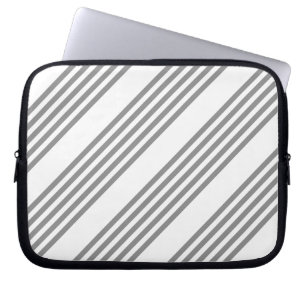 Funda Para Portátil Patrón de cinco rayas gris y blanco
