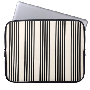 Funda Para Portátil Patrón de cinco rayas negro y beige