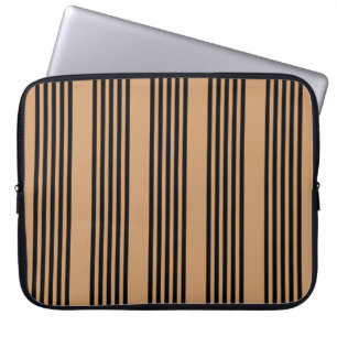 Funda Para Portátil Patrón de cinco rayas negro y marrón