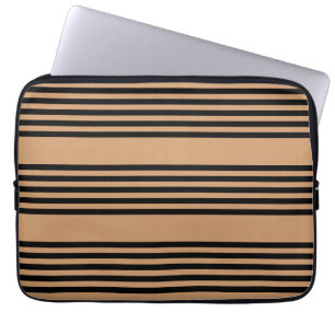 Funda Para Portátil Patrón de cinco rayas negro y marrón
