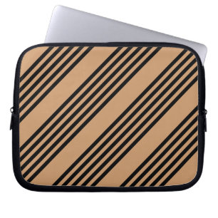 Funda Para Portátil Patrón de cinco rayas negro y marrón