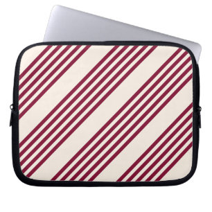 Funda Para Portátil Patrón de cinco rayas rojo y beige borgoñoso