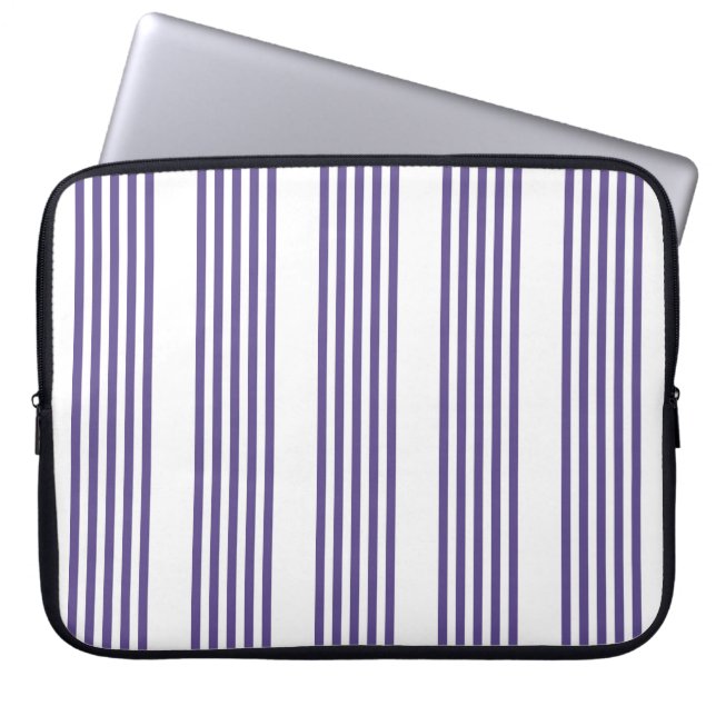 Funda Para Portátil Patrón de cinco rayas ultravioleta y blanca (Frente)
